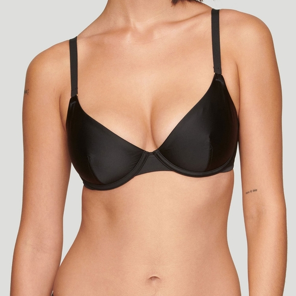 The Plunge black satin bra, size 32F - Picture 2 of 6
